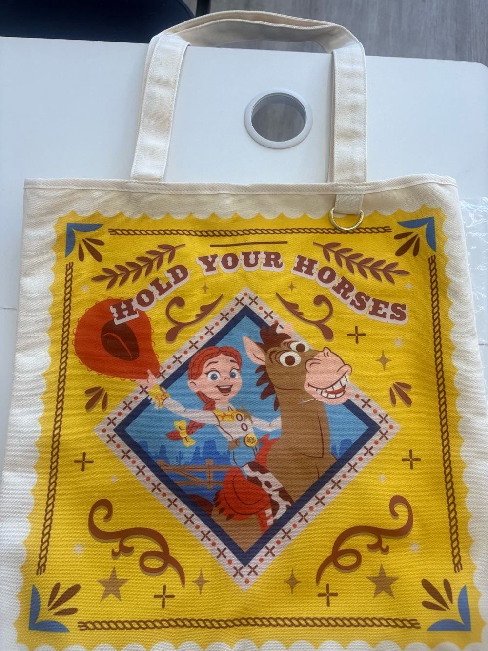 Disney Yellow Cowgirl 'Hold Your Horses' Tote Bag